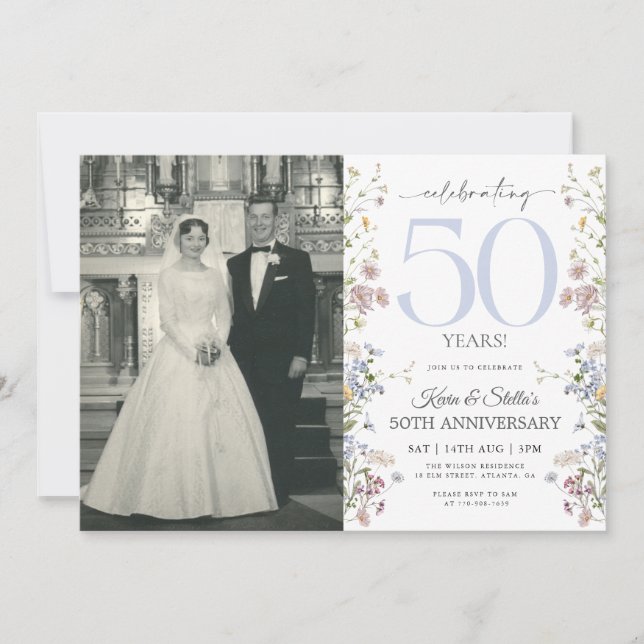 Invitation fleur sauvage du 50e anniversaire avec  (Devant)