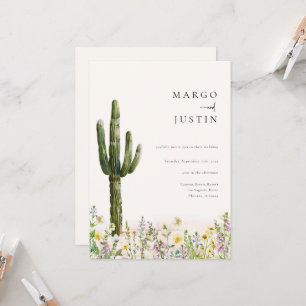 Invitation Fleur sauvage du désert Cactus Mariage