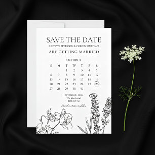 Invitation Fleur sauvage Élégant Calendrier Enregistrer La Da