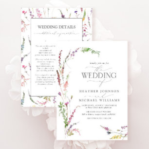 Invitation Fleur sauvage élégant tendance Floral Détails Mari