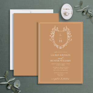 Invitation Fleur sauvage en terre cuite Monogram Crest Mariag