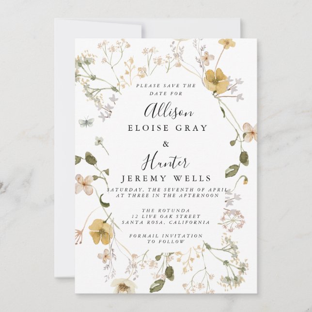 Invitation Fleur sauvage Enregistrer la date (Devant)