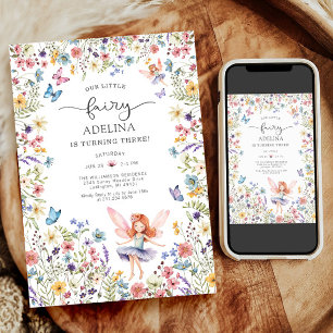 Invitation Fleur sauvage Fairy Butterfly 3ème anniversaire In