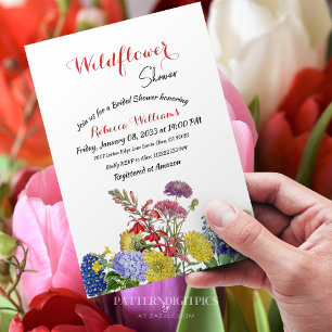 Invitation Fleur sauvage Fête des mariées   aquarelle
