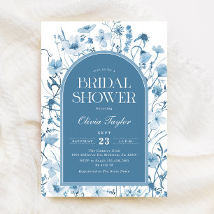 Invitation Fleur sauvage Fête des mariées Floral Bleu
