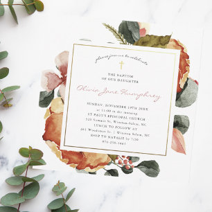 Invitation Fleur sauvage fin d'été   Floral automnal baptême
