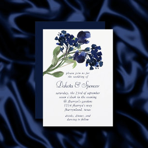 Invitation Fleur sauvage   Fleurs Bohème Bleues Marine