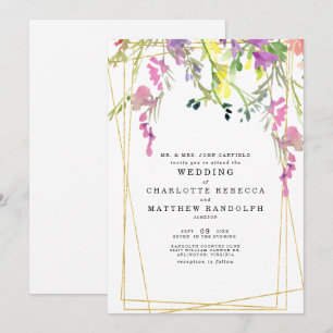 Invitation Fleur Sauvage Fleurs Multicolores Mariage des Pare