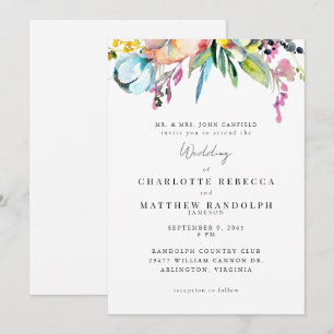 Invitation Fleur Sauvage Fleurs Multicolores Mariage Parents