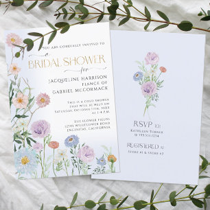 Invitation Fleur sauvage Floral Aquarelle Élégante Bleue Brid