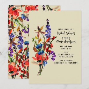 Invitation Fleur sauvage Floral Aquarelle Fête des mariées be