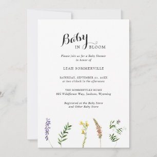 Invitation Fleur sauvage floral Baby shower élégant