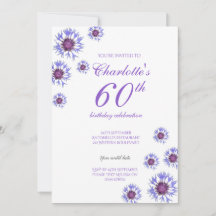 Fleur sauvage Floral bleu 60e fête d'anniversaire