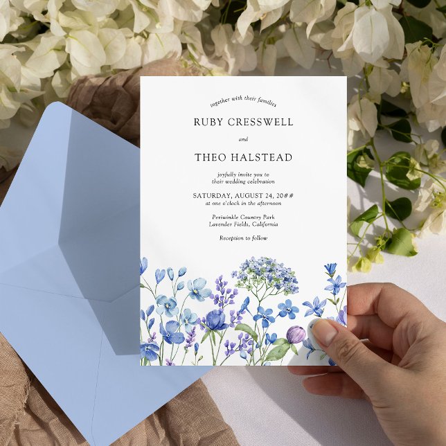 Invitation Fleur sauvage floral Delicle Mariage Periwinkle (Floral Wedding Invitation from my Lilac + Periwinkle Wildflower Wedding Collection)