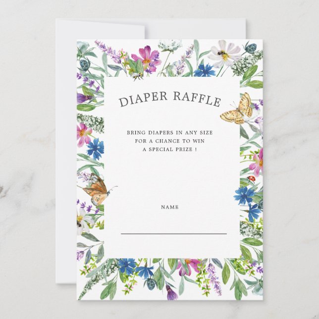 Invitation Fleur sauvage Floral Diaper Raffle Ticket Invitati (Devant)