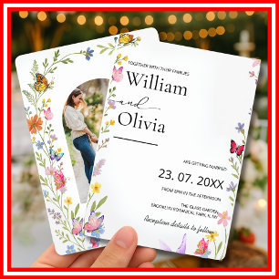 Invitation Fleur sauvage floral Elegant Boho Butterflies Mari