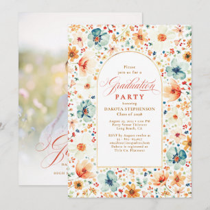 Invitation Fleur sauvage Floral Élégant Jardin Automne Gradua