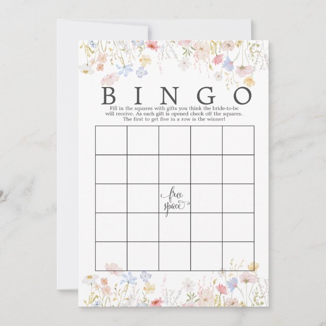 Invitation Fleur sauvage Floral Fête des mariées Bingo Jeu do (Devant)
