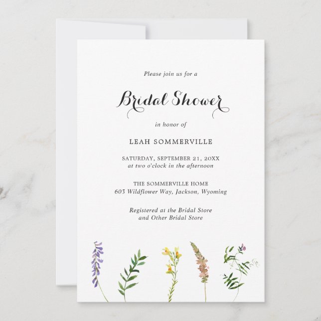 Invitation Fleur sauvage floral rustique Fête des mariées élé (Devant)