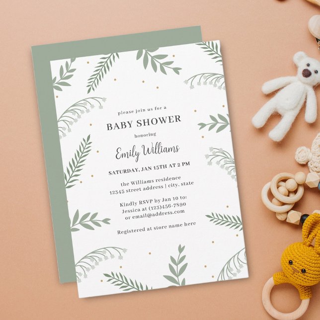 Invitation Fleur sauvage Foliage Baby shower neutre entre les (Créateur téléchargé)