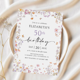 Invitation Fleur sauvage Garden 50e anniversaire de fête Invi