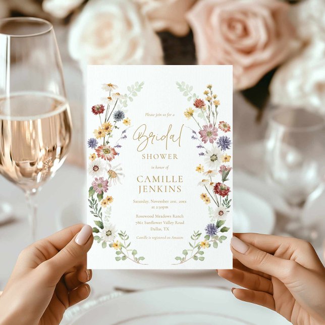 Invitation fleur sauvage Garden Bridal Shower (Wildflower Boho Bridal Shower Invitation)