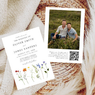 Invitation Fleur sauvage Gay QR Code Mariage photo