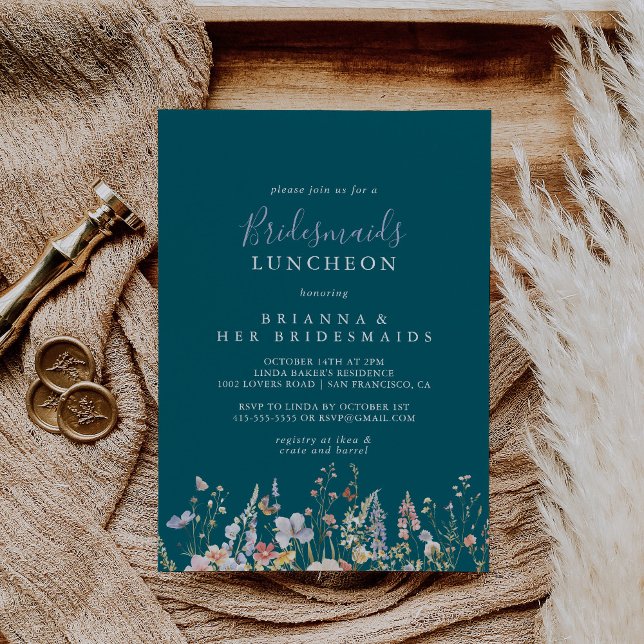 Invitation Fleur sauvage Green Bridesmaids Luncheon Douche (Créateur téléchargé)