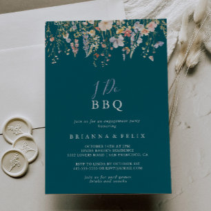 Invitation Fleur sauvage Green I Do BBQ Engagement Party