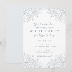 Invitation Fleur sauvage gris argenté Florals 30e anniversair
