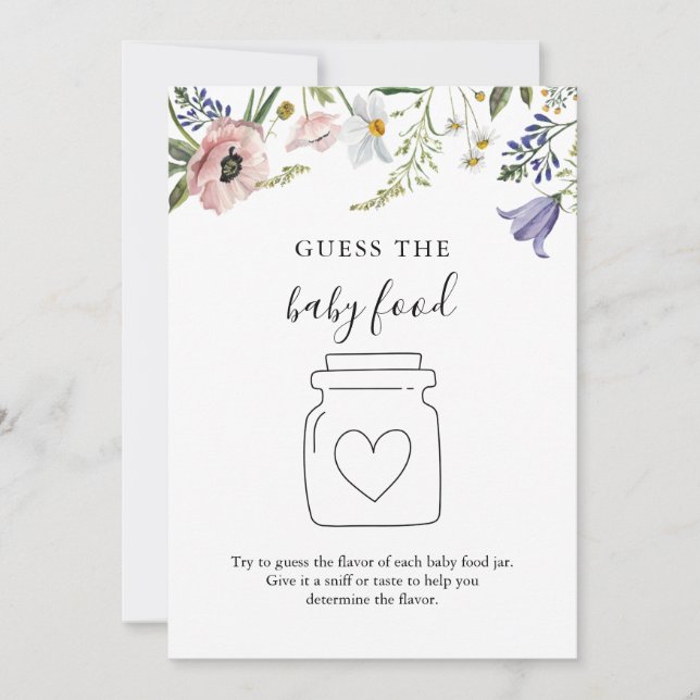 Invitation Fleur sauvage Guess the Baby Food Game Card (Devant)