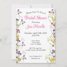Invitation fleur sauvage Iris Garden Bridal Douche