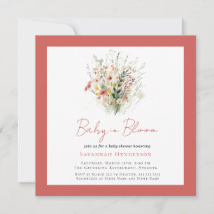 Invitation Fleur sauvage Jardin rose bébé dans le Baby shower