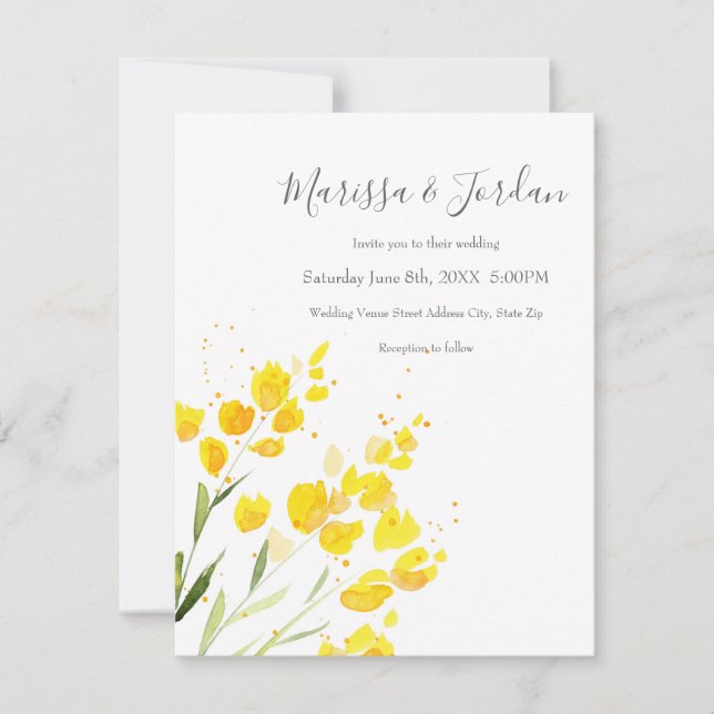Invitation Fleur sauvage jaune (Devant)