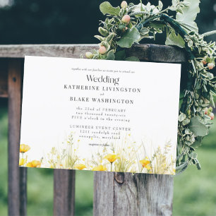 Invitation Fleur sauvage jaune coloré Pas de parents Mariage