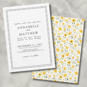 Invitation Fleur Sauvage Jaune Simple Botanique Mariage Bohèm