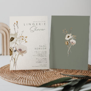 Invitation Fleur sauvage lunatique   Lingerie ivoire Douche
