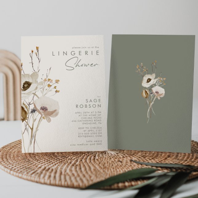 Invitation Fleur sauvage lunatique | Lingerie ivoire Douche (Créateur téléchargé)