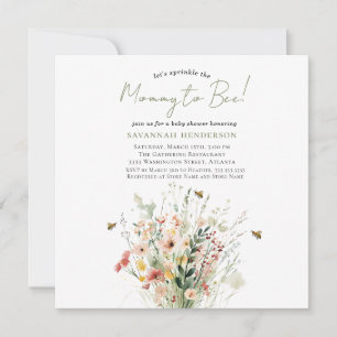 Invitation Fleur sauvage Maman to Bee Saupoudrer Baby shower