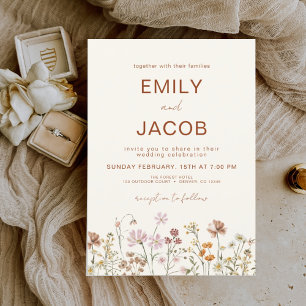Invitation Fleur sauvage Mariage Botanique Terracotta