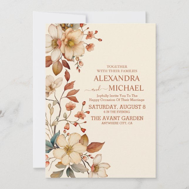 Invitation Fleur sauvage Mariage Floral Rustique (Devant)