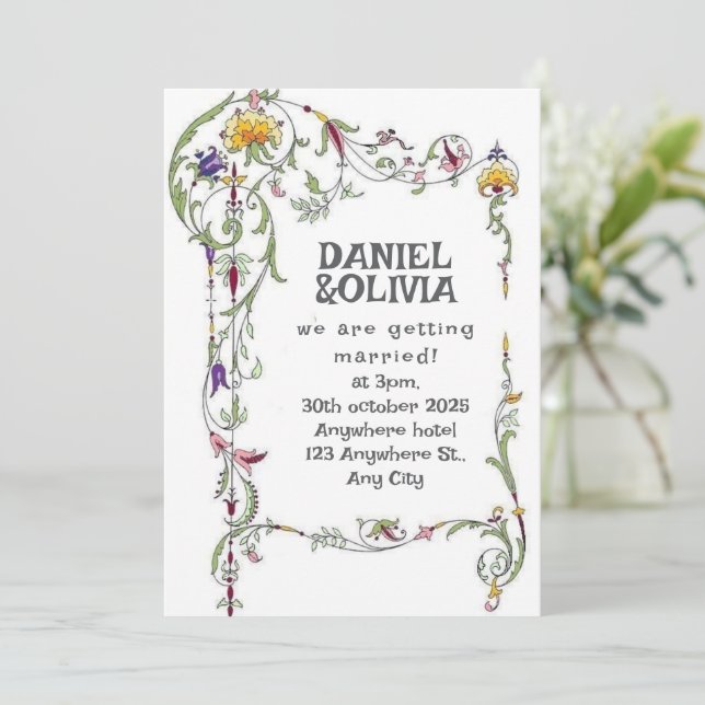 Invitation Fleur sauvage Mariage Rustique Pays Fleurs sauvage (Debout devant)