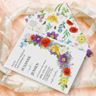 Invitation Fleur sauvage Meadow Colorful White Spring Wedding