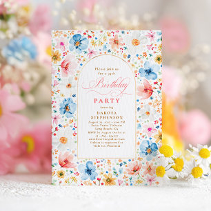 Invitation Fleur sauvage Meadow Floral Elégant Jardin Anniver