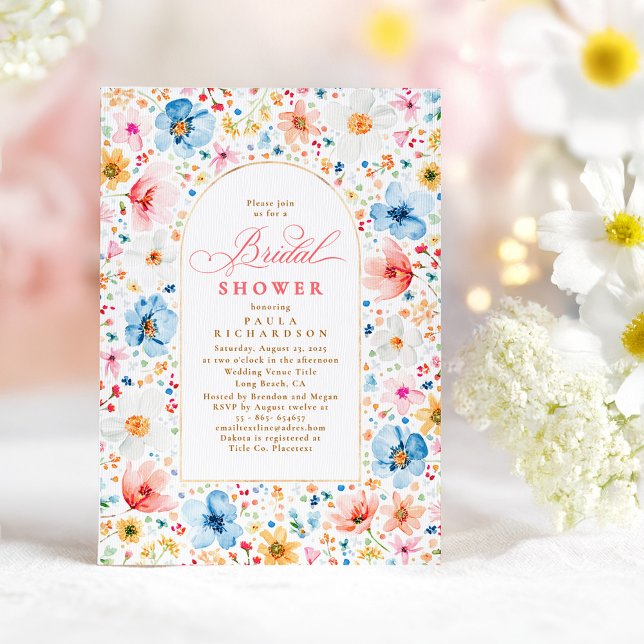 Invitation Fleur sauvage Meadow Garden Fête des mariées flora (Wildflower Bridal Shower Invitation)