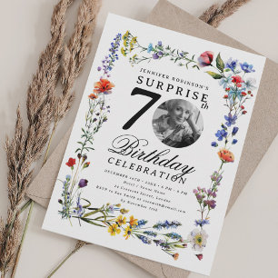 Invitation Fleur sauvage Meadow Photo SURPRISE 70e anniversai