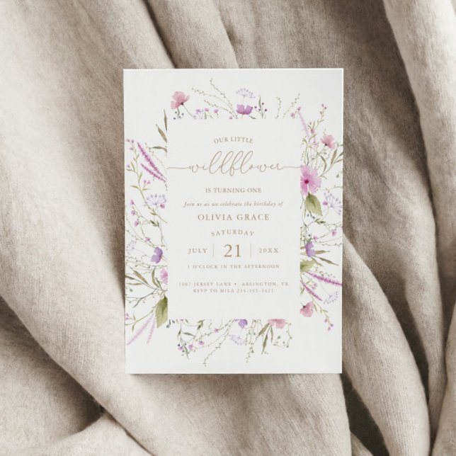 Invitation Fleur sauvage Meadow | Premier anniversaire (Créateur téléchargé)