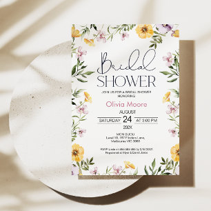 Invitation Fleur sauvage moderne à la douche nupti