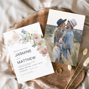 Invitation Fleur sauvage moderne Boho photo Mariage