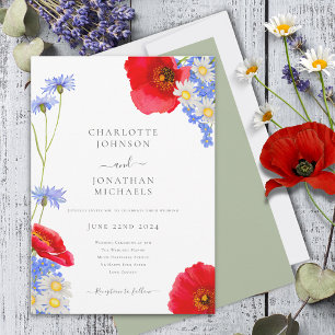 Invitation Fleur sauvage moderne Boho Sage Mariage vert